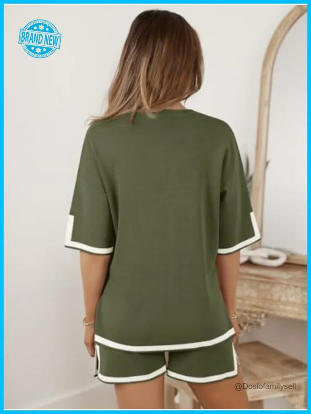 2 Piece Matching Lounge Set Short Sleeve Top & Shorts Casual Summer Outfit